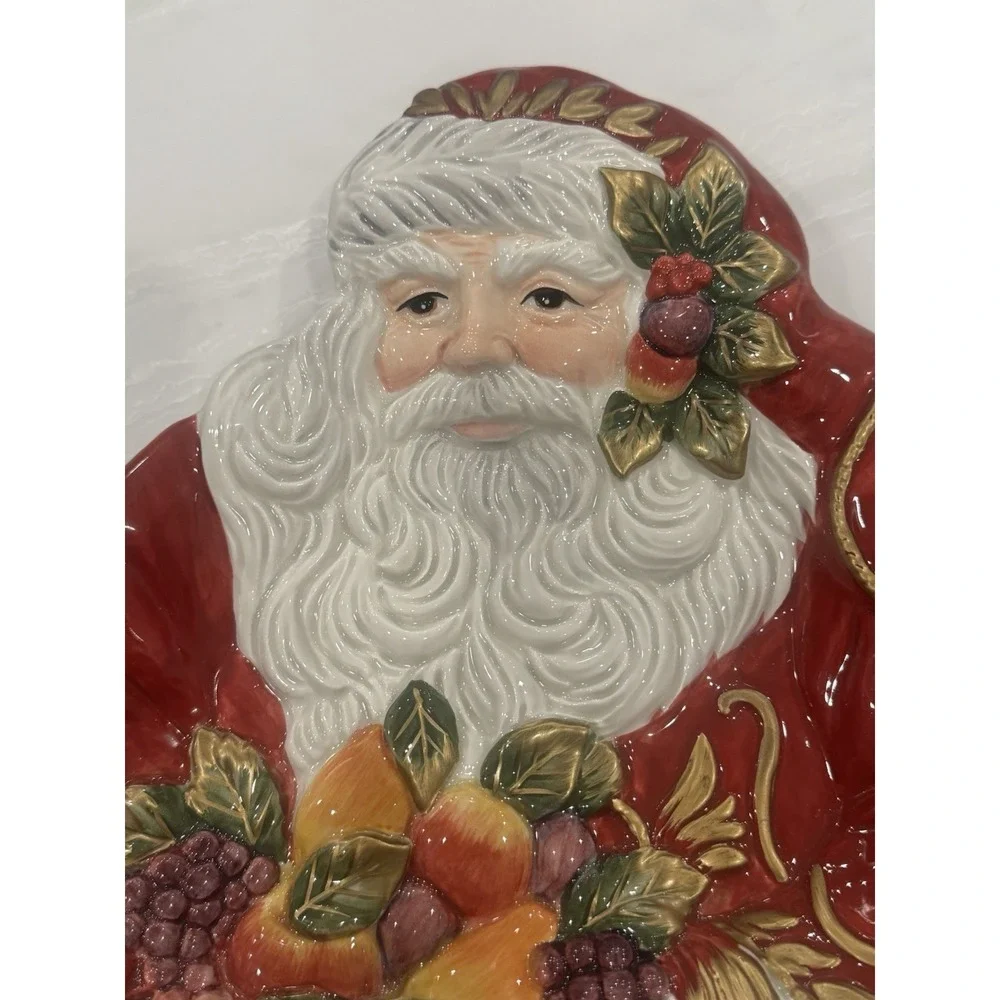 Fitz Floyd Santa Claus Renaissance Cookie Plate Christmas Serving Dish Vtg